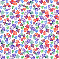 Fototapeta premium Watercolor seamless pattern with knitted multicolored sweaters