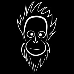 head of monkey design silhouatte concept 