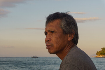 Traditional fisherman waiting for the tide to bring the fish in. It's tuna season but big fish are not here this year. it's getting tougher to survive as a fishing family