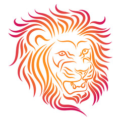 Lion simple sketch illustration. Leo outline icon design. Line style. Gradient isolated vector illustration.