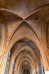 Archway of Saint Servatius Basilica at the Vrijthof Square, Maastricht, Netherlands