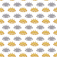 Vector abstract pattern with eyes on a white background in cartoon style for textiles, packaging