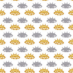 Vector abstract pattern with eyes on a white background in cartoon style for textiles, packaging