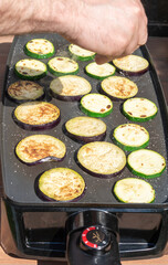 electric grill cooking eggplant slices