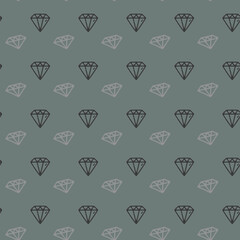 Vector linear pattern with precious stones, diamonds on gray background