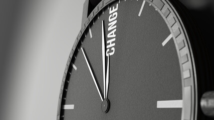 3D-Illustration of a clock that points to change
