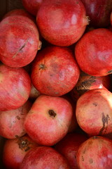 Group of pomegranates. Pomegranate closeup.  Akko market. Akko(Acre), Israel.