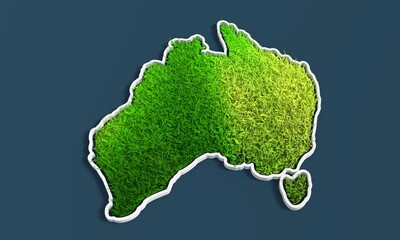 Map of Australia and 3d green grass