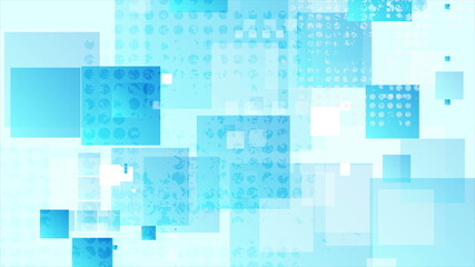 Bright blue geometric background with squares