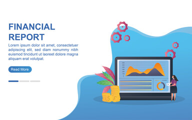 financial report concept with person looking at chart on laptop.