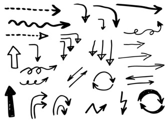 Doodle vector arrows. Isolated. Hand drawn set