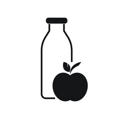 Bottle with apple. Dietology sign