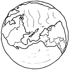 Drawing of the planet earth. Hand-drawn on a white background. 