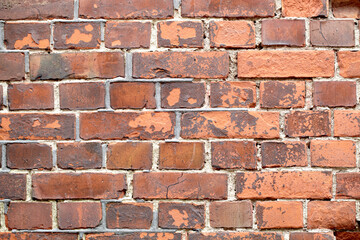 Macro shot of the red brick wall.
