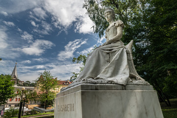 Statue of Elisabeth of Austria (Sissi) in Merano - Meran, Trentino-Alto Adige, Italy - obrazy, fototapety, plakaty