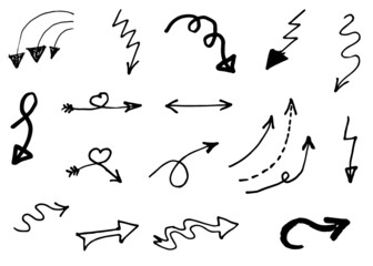 Doodle vector arrows. Isolated. Hand drawn set