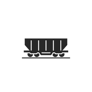 hopper car icon. railway cargo wagon and freight transportation symbo