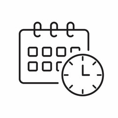 Line icon-office clock with calendar