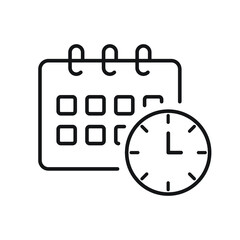 Line icon-office clock with calendar