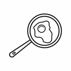 Line icon- fried egg in a frying pan