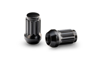 wheel nuts fasteners two pairs of black, isolate on a white background