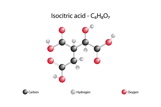 Molecular formula of isocitric acid. Isocitric acid is a structural isomer of citric acid.