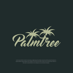 Word Mark logo two palm trees on letter l and illustration