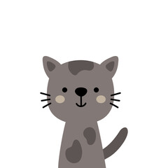 vector illustration of a cute grey cat