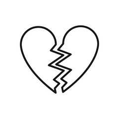 Broken heart icon. Divorce sign. End of love symbol