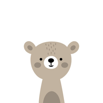 Vector Illustration Of A Cute Grey Bear