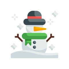 snowman flat style icon. vector illustration for Christmas theme. EPS 10