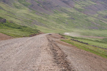 Road under construction in Gufufjordur in Iceland