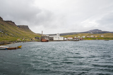 Naklejka premium The old herring factory village of Breidavik in Strandir in Iceland