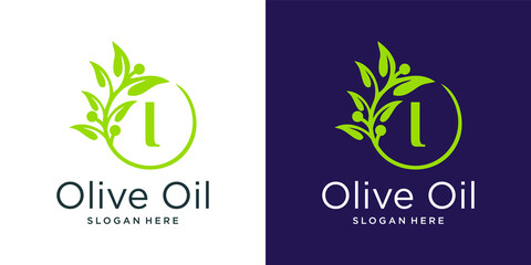 Letter i olive oil logo design template