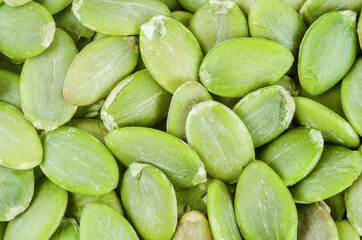 Texture of green pumpkin seeds