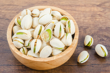 pistachio in shell nuts in bowl.