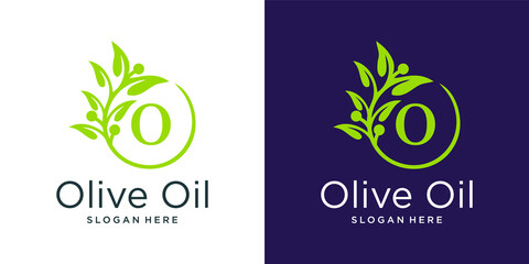 Fototapeta na wymiar Letter o olive oil logo design template