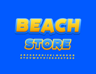 Vector business Logo Beach Store.  Modern Bright Font. Creative Alphabet Letters and Numbers set. 