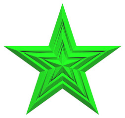 Obraz premium 5 point star - Christmas Star - green single isolated on white - 3d rendering