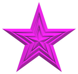 5 point star - Christmas Star - purple pink single isolated on white - 3d rendering