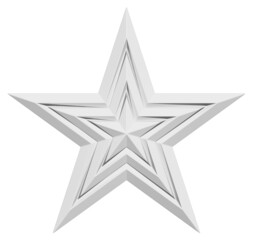 5 point star - Christmas Star - white single isolated on white - 3d rendering