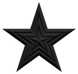 5 point star - Christmas Star - black single isolated on white - 3d rendering