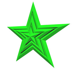 Fototapeta premium 5 point star - Christmas Star - green single isolated on white - 3d rendering
