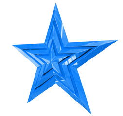 5 point star - Christmas Star - blue single isolated on white - 3d rendering