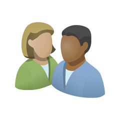 Black man and white woman icon isolated on white background