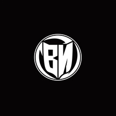 BN Logo monogram shield shape with three point sharp rounded design template
