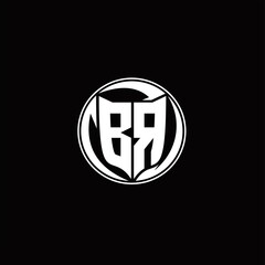 BR Logo monogram shield shape with three point sharp rounded design template