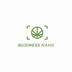 design logo creative camera and cannabis