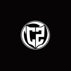 Obraz premium CZ Logo monogram shield shape with three point sharp rounded design template