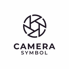 Shutter Aperture Camera Lens Icon Line Art Logo Design Vector